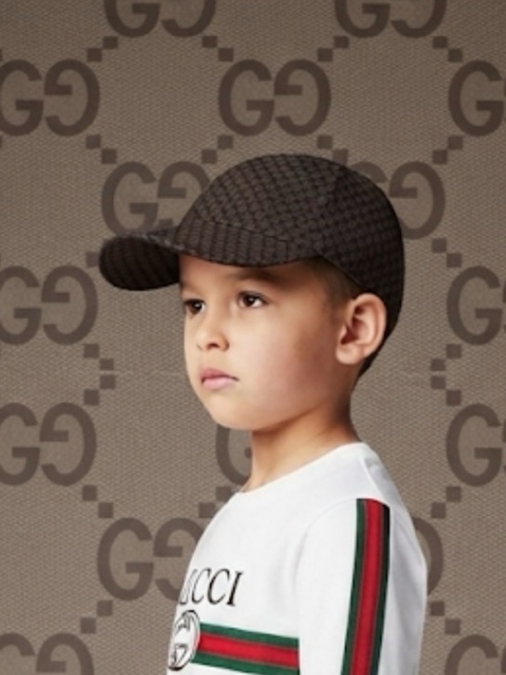 Authentic Gucci luxury designer signature diamond print toddler boys cap hat S